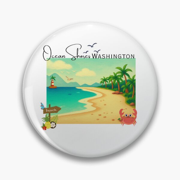 Item preview, Ocean Shores Washington Beach Sign | Coastal Souvenir Art Print designed and sold by DonnaRaine.