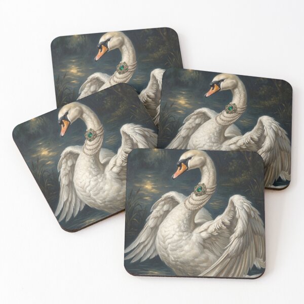 Item preview, Elegant Swan Portrait With Pearls designed and sold by The Real Beast Art.