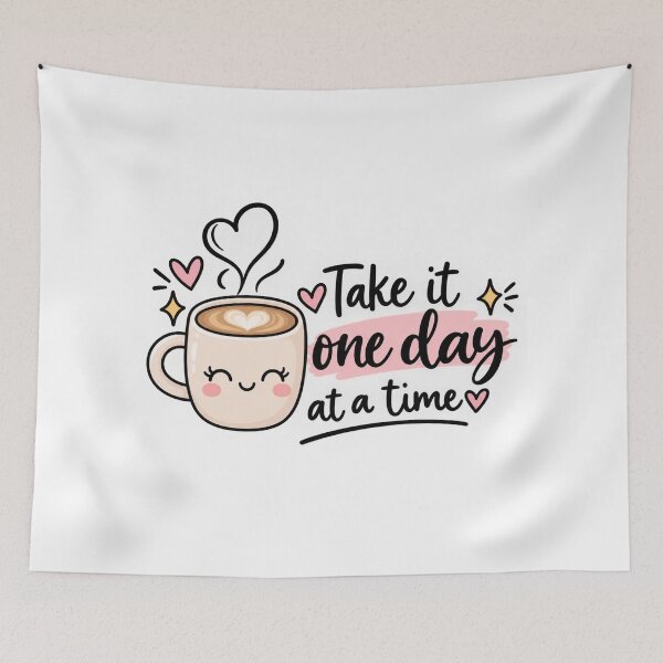 Item preview, Take It One Day at a Time – Cute Coffee Motivational Sticker designed and sold by StickyDelights.