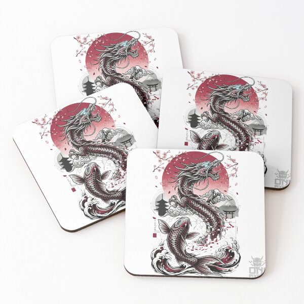 Item preview, Japanese Dragon Koi Fish – Fuji Sakura Traditional Tattoo Design Oni Pixels designed and sold by Oni-Pixels.