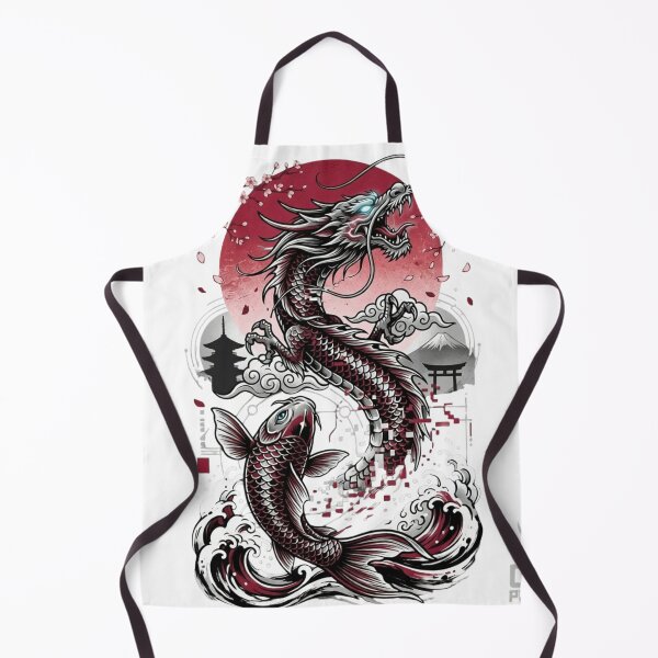 Item preview, Japanese Dragon Koi Fish – Fuji Sakura Traditional Tattoo Design Oni Pixels designed and sold by Oni-Pixels.