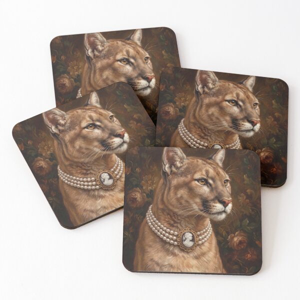 Item preview, Royal Cougar with Cameo Brooch Oil Painting designed and sold by The Real Beast Art.