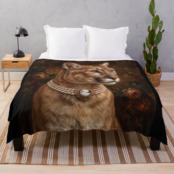 Item preview, Royal Cougar with Cameo Brooch Oil Painting designed and sold by The Real Beast Art.