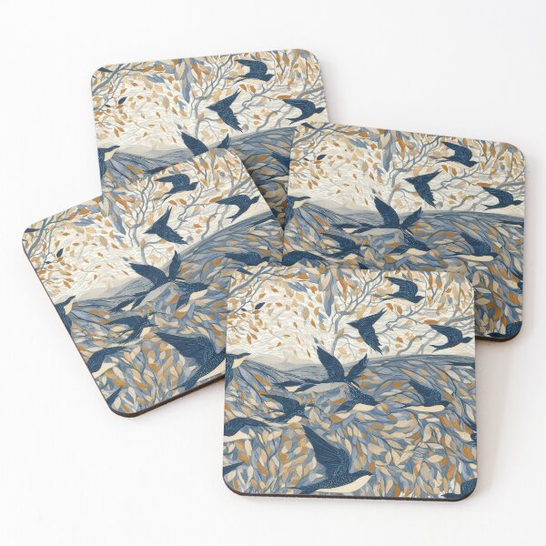 Item preview, Intricate Indigo Swallows & Autumn Canopy Tapestry designed and sold by TJ Art and Camera.