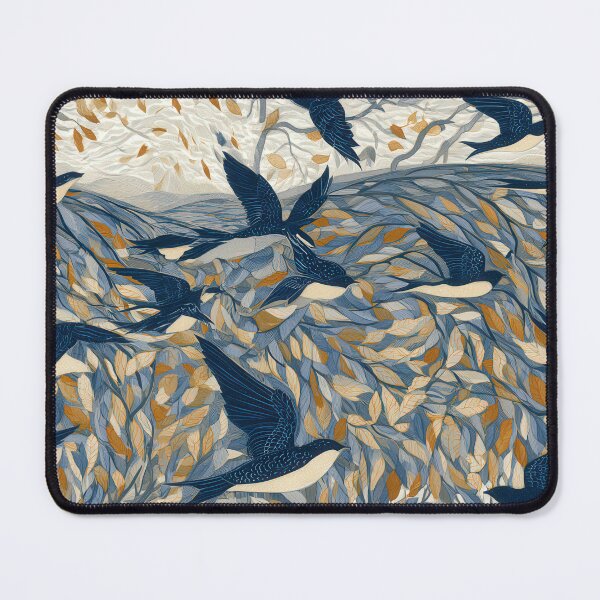Item preview, Intricate Indigo Swallows & Autumn Canopy Tapestry designed and sold by TJ Art and Camera.