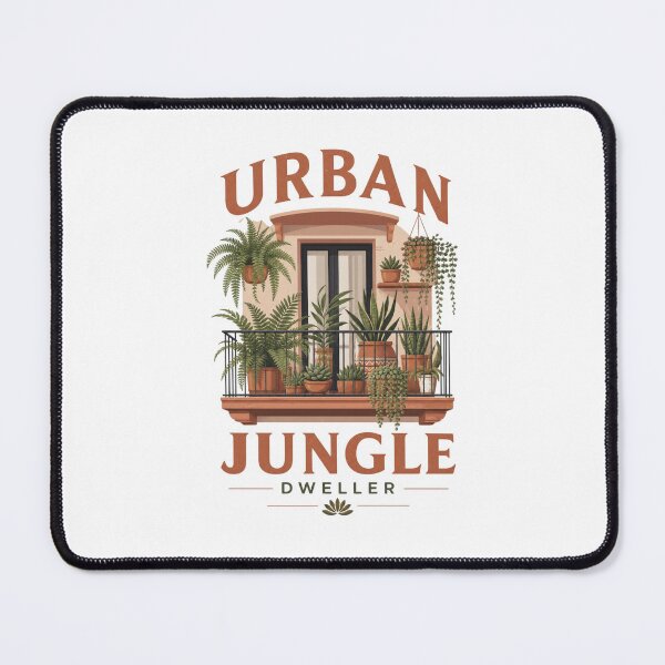 Item preview, Urban Jungle – Apartment Balcony Scene – Thriving Ferns & Succulents – Terracotta Aesthetic – Plant Lover Art designed and sold by bobscraze.