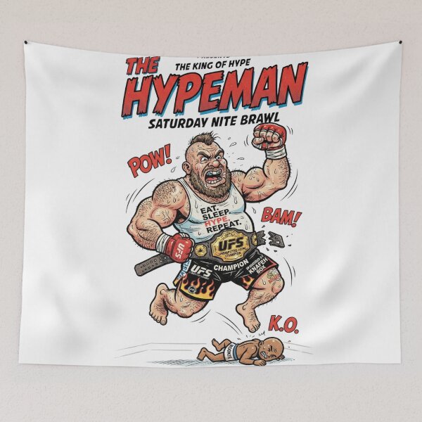 Item preview, Funny MMA Fighter The Hypeman Champion Comic Poster designed and sold by annaarthk.