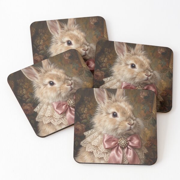Item preview, Vintage Rabbit Portrait with Pink Bow designed and sold by The Real Beast Art.