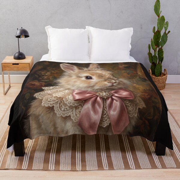 Item preview, Vintage Rabbit Portrait with Pink Bow designed and sold by The Real Beast Art.