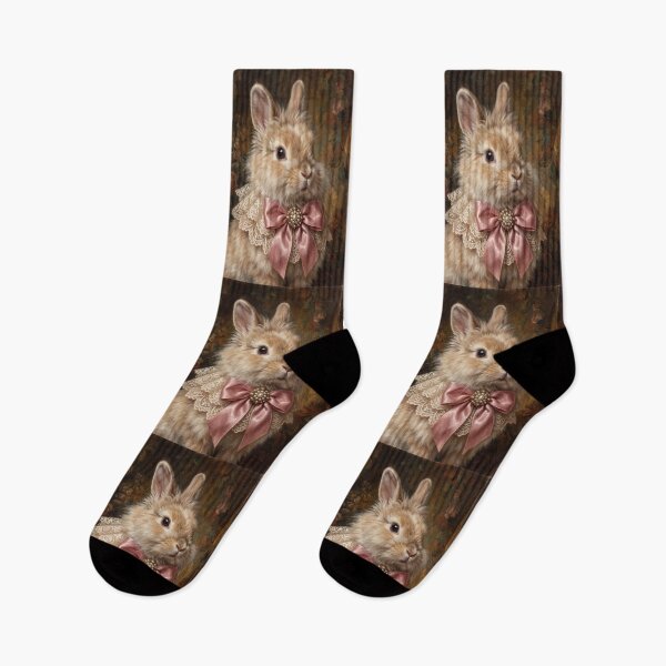 Item preview, Vintage Rabbit Portrait with Pink Bow designed and sold by The Real Beast Art.