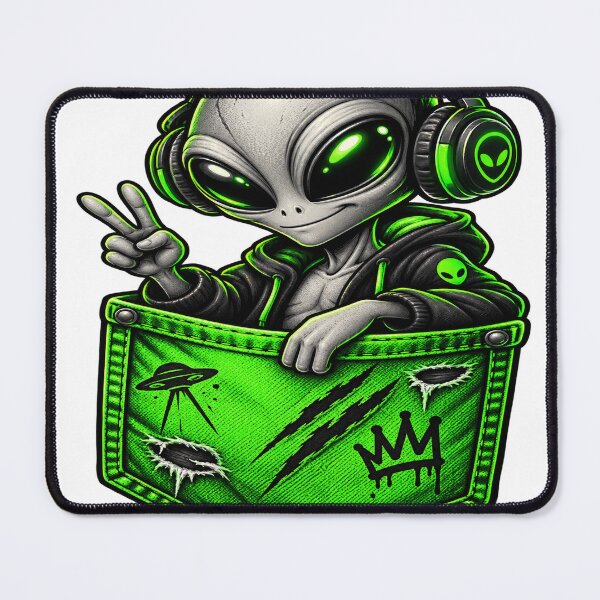 Item preview, Neon Alien Pocket Streetwear designed and sold by VYBORA Studio.