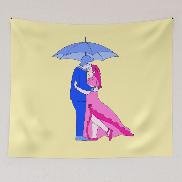 Item preview, Love Umbrella Pink And Blue With yellow background  designed and sold by missmann.
