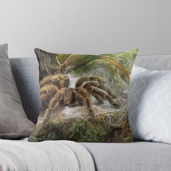 Item preview, Golden Tarantula in Silk Web — Tropical Watercolor Wildlife Art designed and sold by M.ALK.Watercolor.