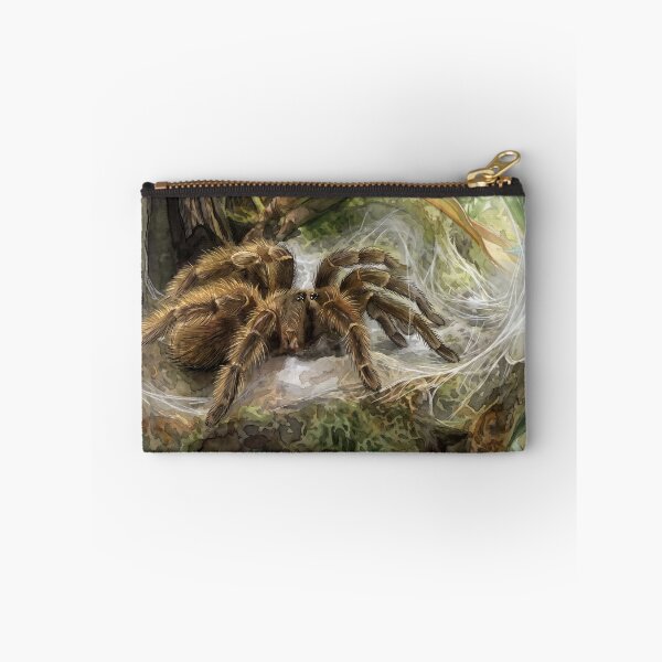 Item preview, Golden Tarantula in Silk Web — Tropical Watercolor Wildlife Art designed and sold by M.ALK.Watercolor.