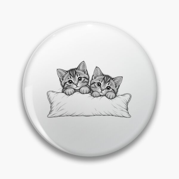 Item preview, ? Redbubble Listing — Two Cute Kittens on Pillow Line Art designed and sold by Tee Visions.