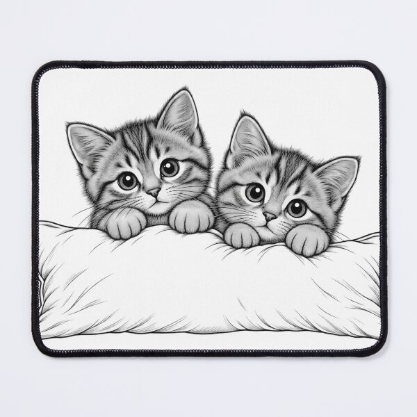 Item preview, ? Redbubble Listing — Two Cute Kittens on Pillow Line Art designed and sold by Tee Visions.