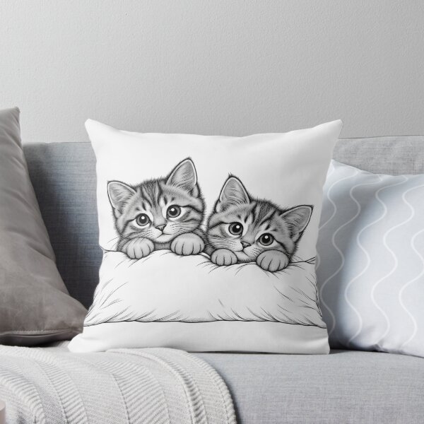 Item preview, ? Redbubble Listing — Two Cute Kittens on Pillow Line Art designed and sold by Tee Visions.