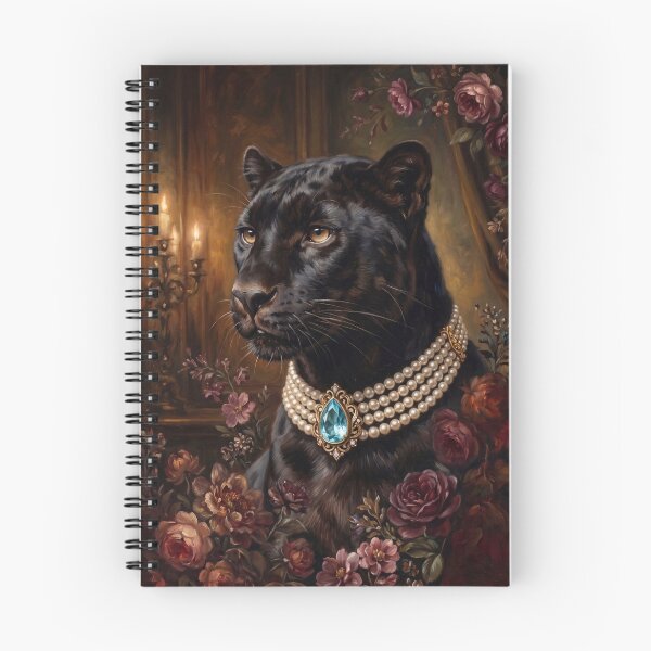 Item preview, Royal Black Panther in Pearl Necklace designed and sold by The Real Beast Art.