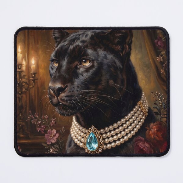 Item preview, Royal Black Panther in Pearl Necklace designed and sold by The Real Beast Art.