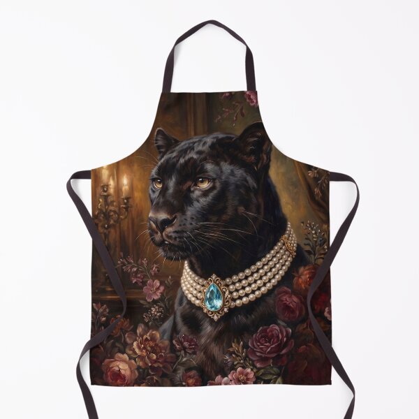 Item preview, Royal Black Panther in Pearl Necklace designed and sold by The Real Beast Art.