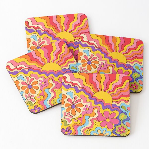 Item preview, Retro 70s Groovy Sunshine Floral Pattern designed and sold by Far Out Goods.