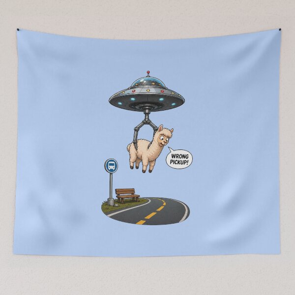 Item preview, Wrong Pickup Funny Alien Abduction Llama UFO Sci-Fi Cartoon designed and sold by SVox.