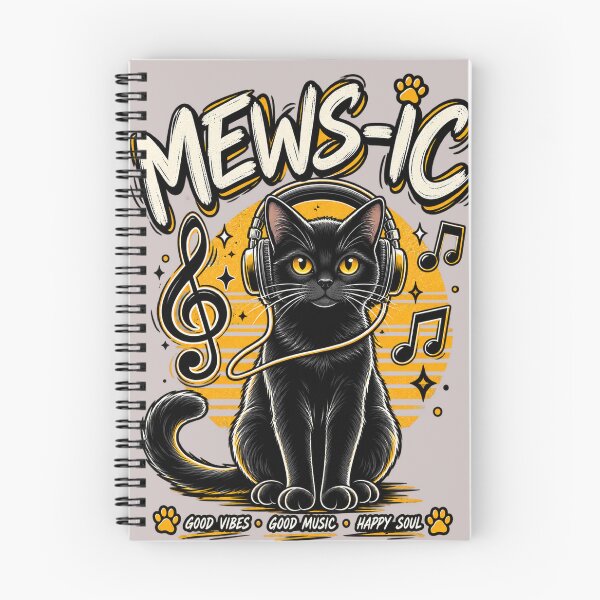 Item preview, Mews-ic Black Cat Headphones Retro Music T-Shirt designed and sold by aminomen.