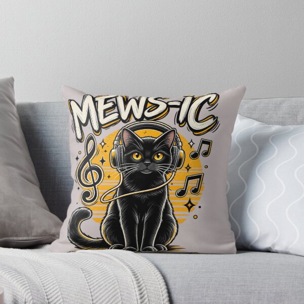 Item preview, Mews-ic Black Cat Headphones Retro Music T-Shirt designed and sold by aminomen.