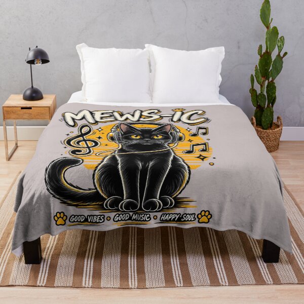 Item preview, Mews-ic Black Cat Headphones Retro Music T-Shirt designed and sold by aminomen.