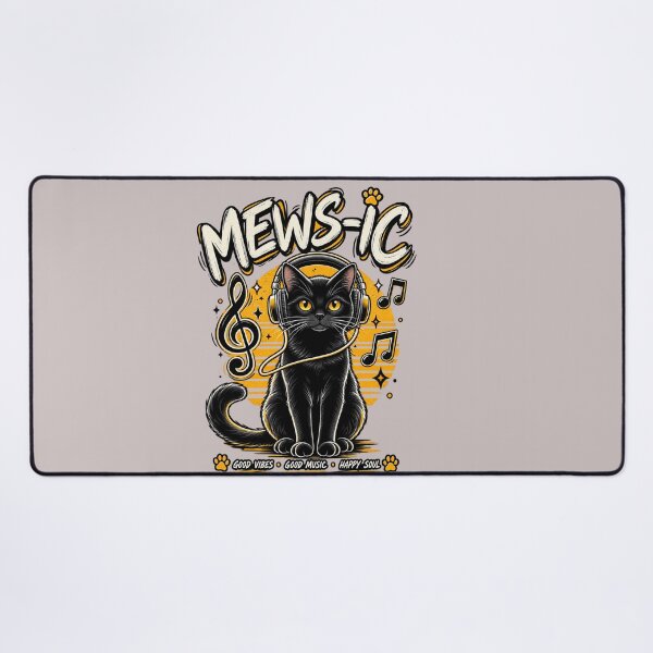 Item preview, Mews-ic Black Cat Headphones Retro Music T-Shirt designed and sold by aminomen.