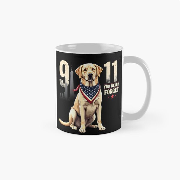 Item preview, PATRIOT DAY 9 11 YOU NEVER FORGET YELLOW LABRADOR DOG ART designed and sold by PawsStudioAU.