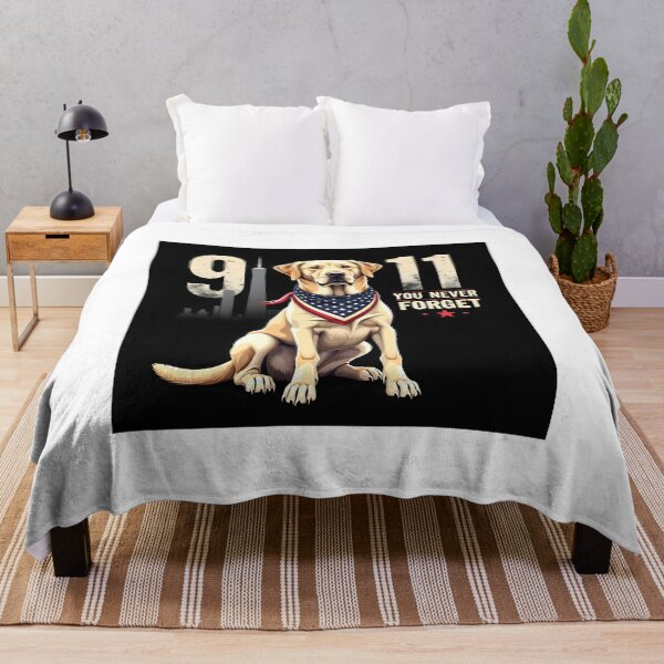 Item preview, PATRIOT DAY 9 11 YOU NEVER FORGET YELLOW LABRADOR DOG ART designed and sold by PawsStudioAU.