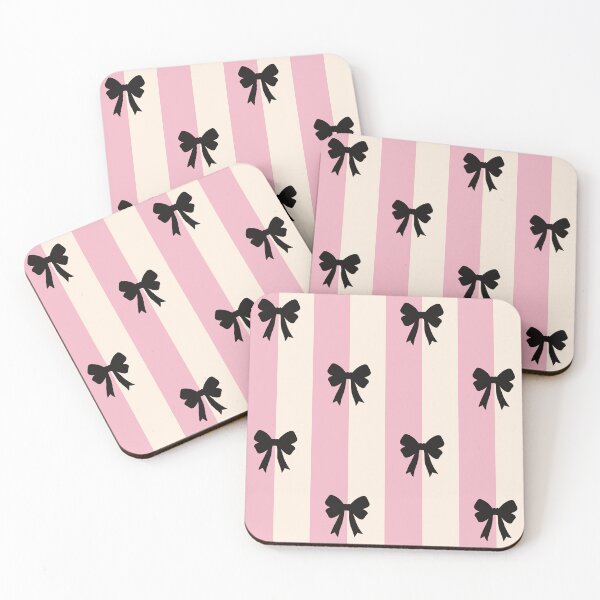 Item preview, Black Bow Pink Striped Coquette Pattern designed and sold by GemsAnatomy.