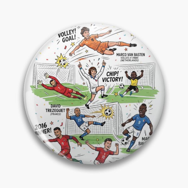 Item preview, Euro Legends Iconic Goals Football Cartoon Art designed and sold by annaarthk.