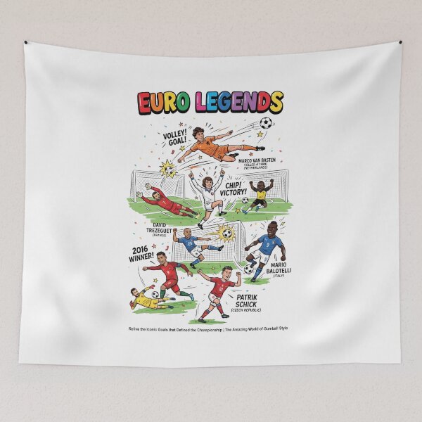 Item preview, Euro Legends Iconic Goals Football Cartoon Art designed and sold by annaarthk.