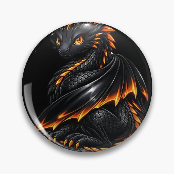 Item preview, Grand Black Dragon with Vibrant Orange Spikes Sticker designed and sold by Freestyle Prints.