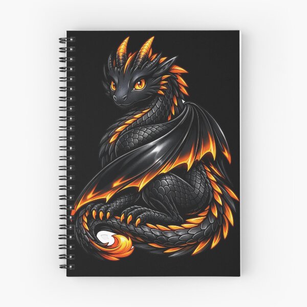 Item preview, Grand Black Dragon with Vibrant Orange Spikes Sticker designed and sold by Freestyle Prints.