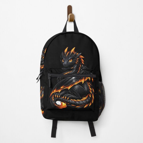 Item preview, Grand Black Dragon with Vibrant Orange Spikes Sticker designed and sold by Freestyle Prints.