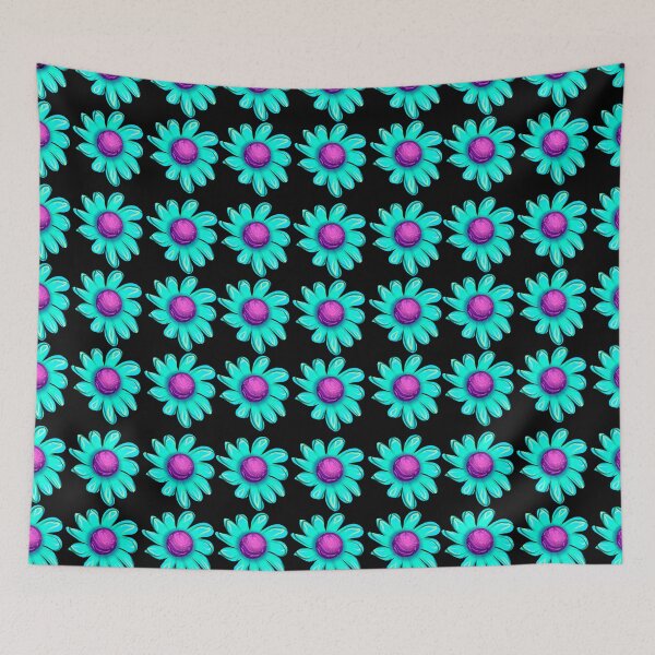 Item preview, Blue and purple repeating flowers designed and sold by Static.Alien.