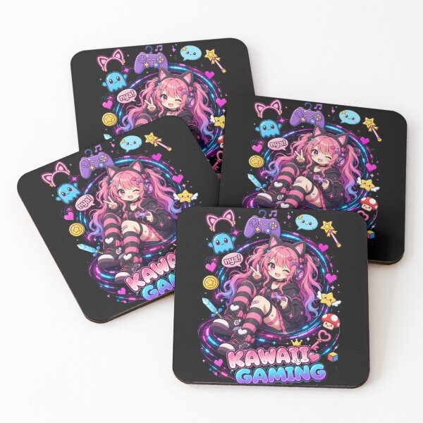 Item preview, Kawaii Gaming – Neon Neko Gamer Girl designed and sold by Revyra Design .