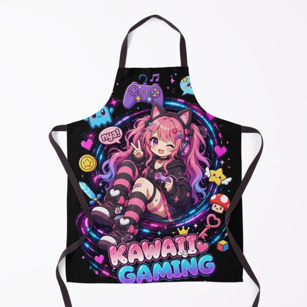 Item preview, Kawaii Gaming – Neon Neko Gamer Girl designed and sold by Revyra Design .