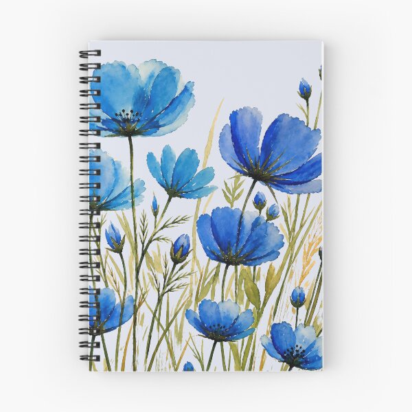 Item preview, Blue wildflowers in watercolor - Botanical floral mural art - Seamless background designed and sold by SuperMama1973.
