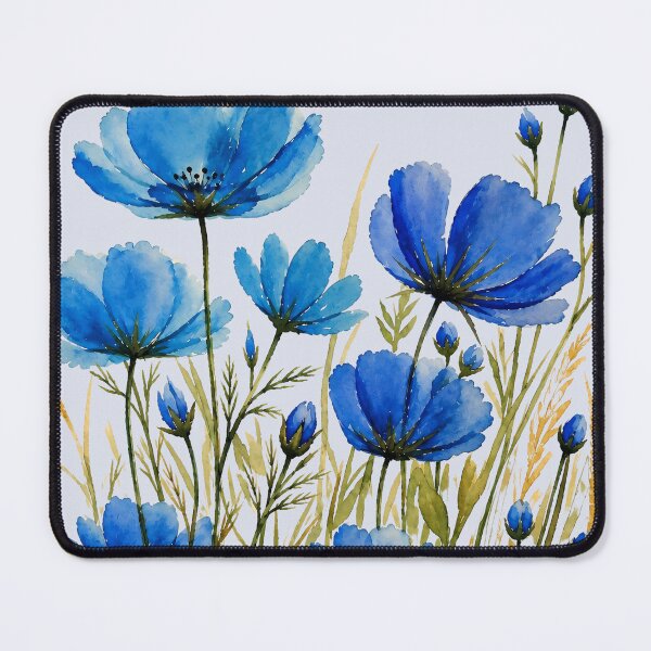 Item preview, Blue wildflowers in watercolor - Botanical floral mural art - Seamless background designed and sold by SuperMama1973.