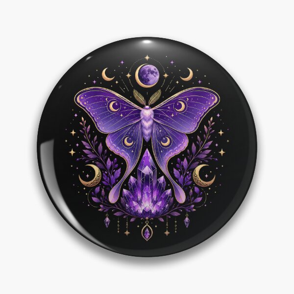 Item preview, Mystic Luna Moth & Celestial Amethyst Crystals - Sacred Geometry Art designed and sold by CosmicFlora Studio.