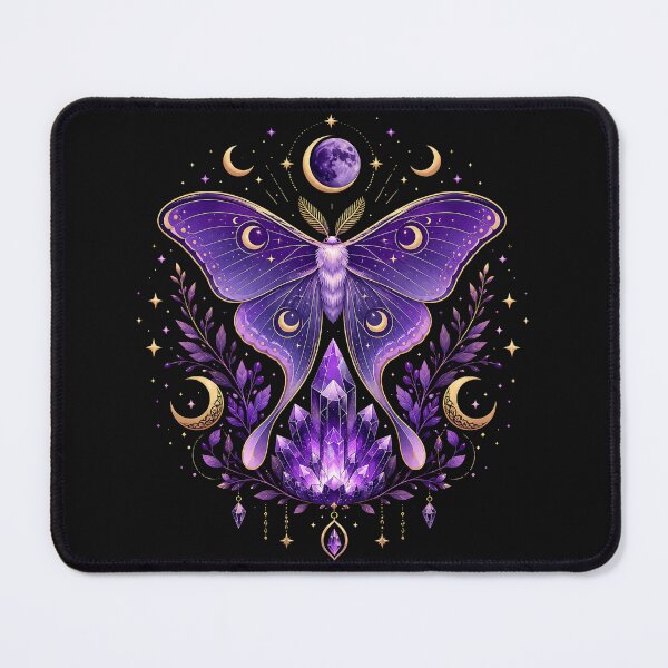 Item preview, Mystic Luna Moth & Celestial Amethyst Crystals - Sacred Geometry Art designed and sold by CosmicFlora Studio.