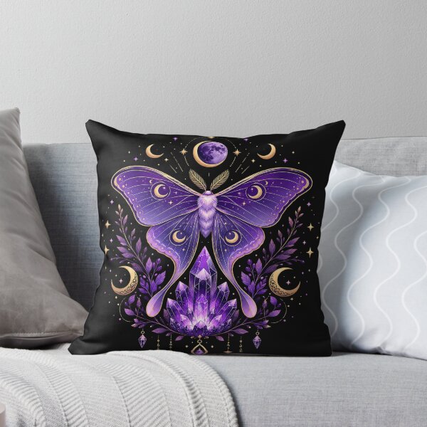 Item preview, Mystic Luna Moth & Celestial Amethyst Crystals - Sacred Geometry Art designed and sold by CosmicFlora Studio.