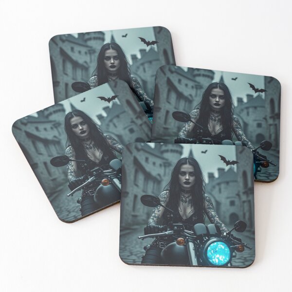 Item preview, Dark Goth Vampire Biker Girl designed and sold by TheDarkWardrobe.