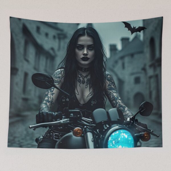 Item preview, Dark Goth Vampire Biker Girl designed and sold by TheDarkWardrobe.