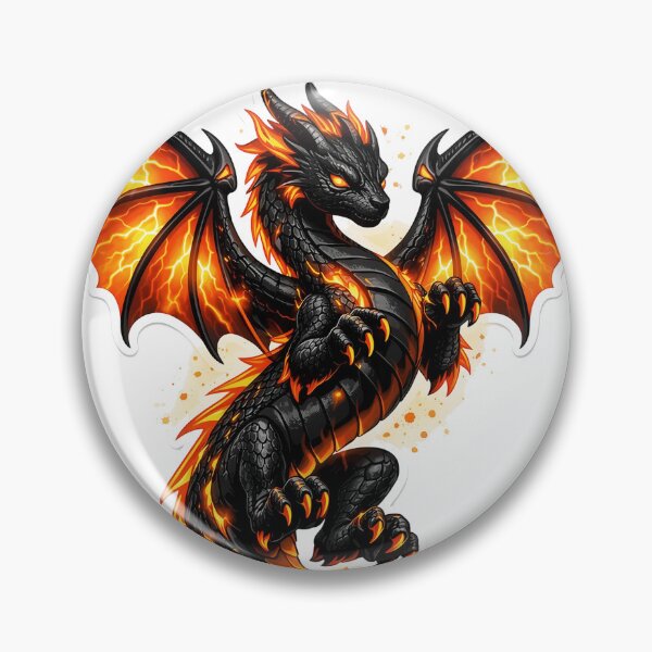 Item preview, Epic Black Dragon with Fiery Orange Wings Sticker designed and sold by Freestyle Prints.