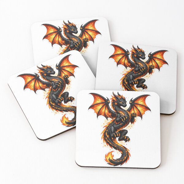 Item preview, Epic Black Dragon with Fiery Orange Wings Sticker designed and sold by Freestyle Prints.